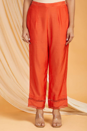 Red Cotton Silk Pants