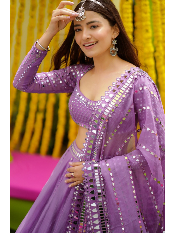 Catnip Purple Ruksar Lehenga Set