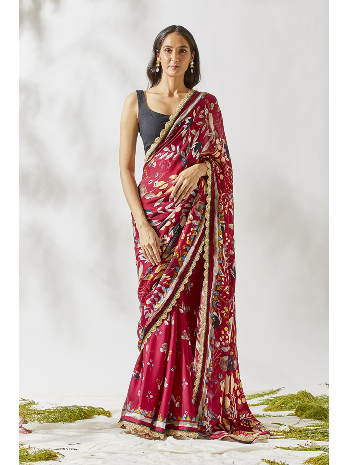 Buy Women's Latest Design Navy Blue Color Printed Saree With Blouse Piece  Online In India At Discounted Prices