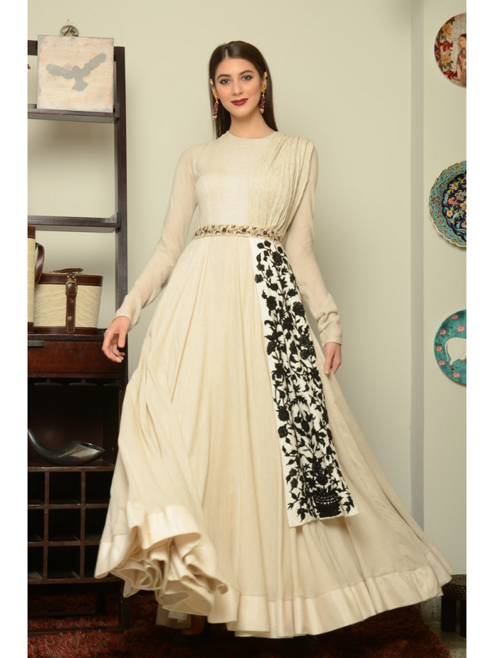 Ivory Floor Length Gown Design by Neha & Tarun at Modvey