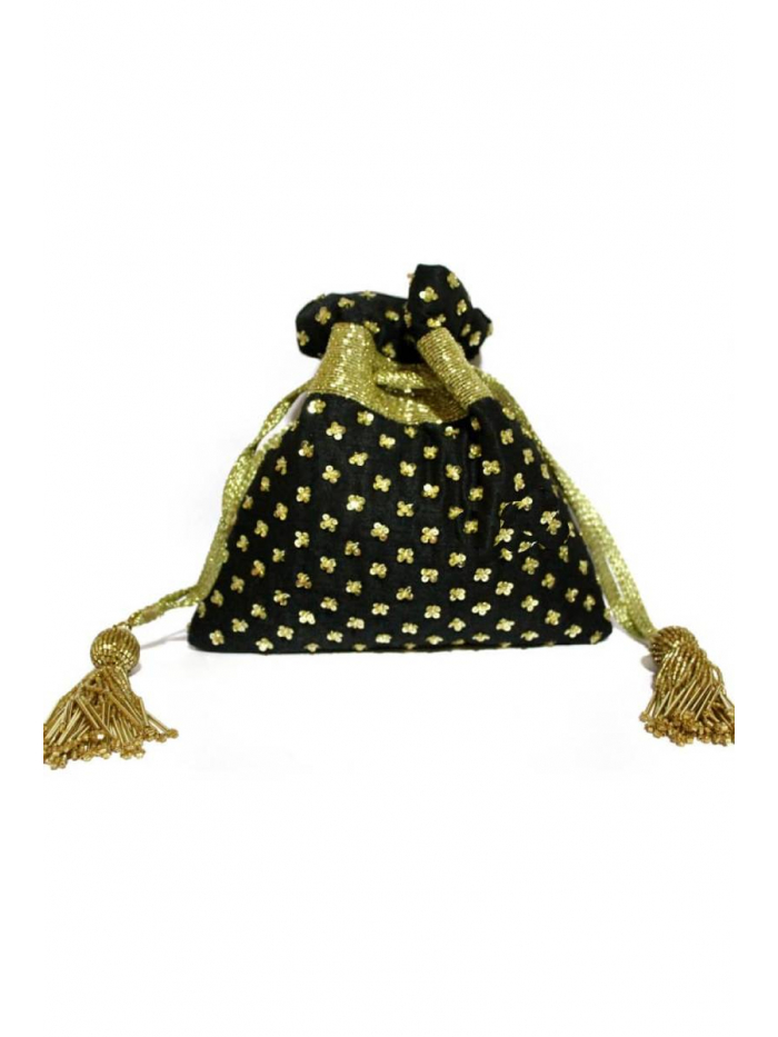 The Leather Garden Orchid Embellished Potli Bag With Sling | Black,  Embroidery | Potli bags, Embellished, Bags