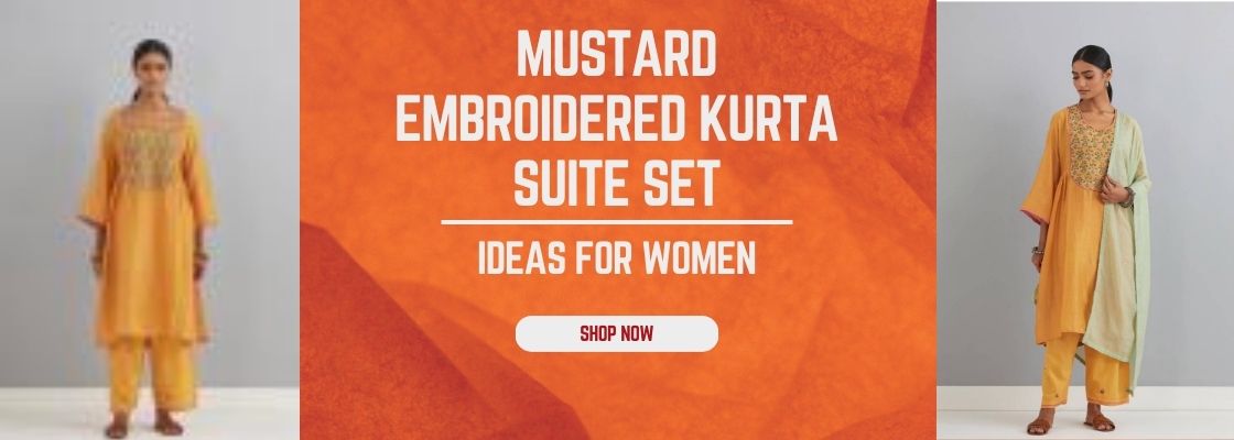 Timeless Festive Appeal: Mustard Embroidered Chanderi Kurta Set