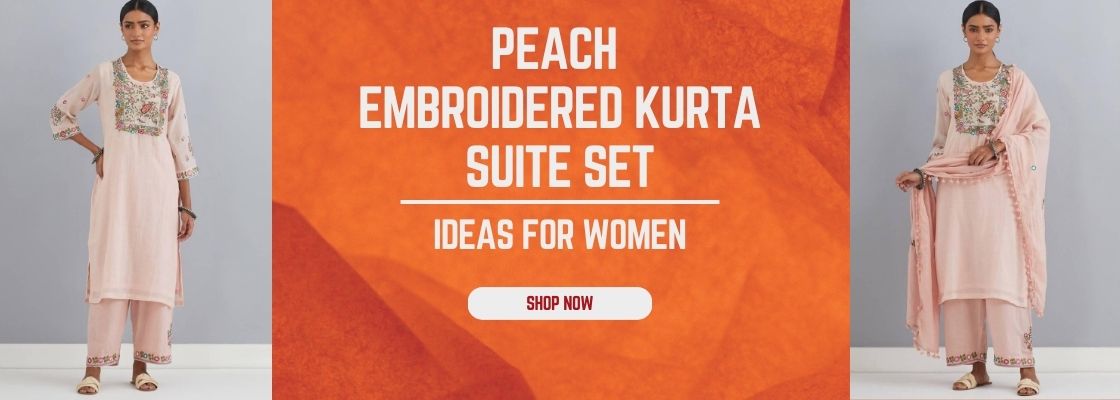 Peach Embroidered Chanderi Kurta Set of 3: A Blend of Grace and Elegance