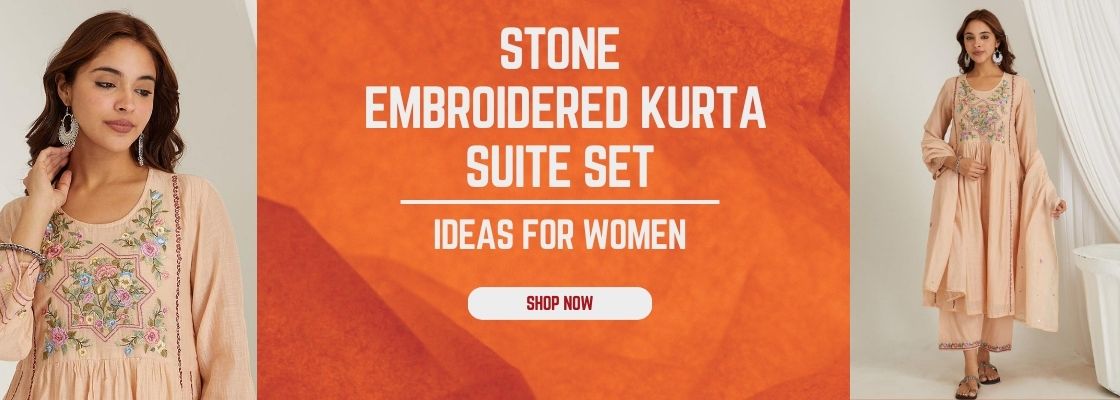 Stone Embroidered Chanderi Kurta Set of 3: Timeless Elegance for Every Occasion