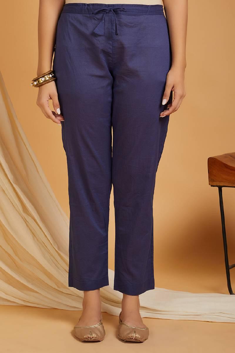 Navy Blue Cotton Pants