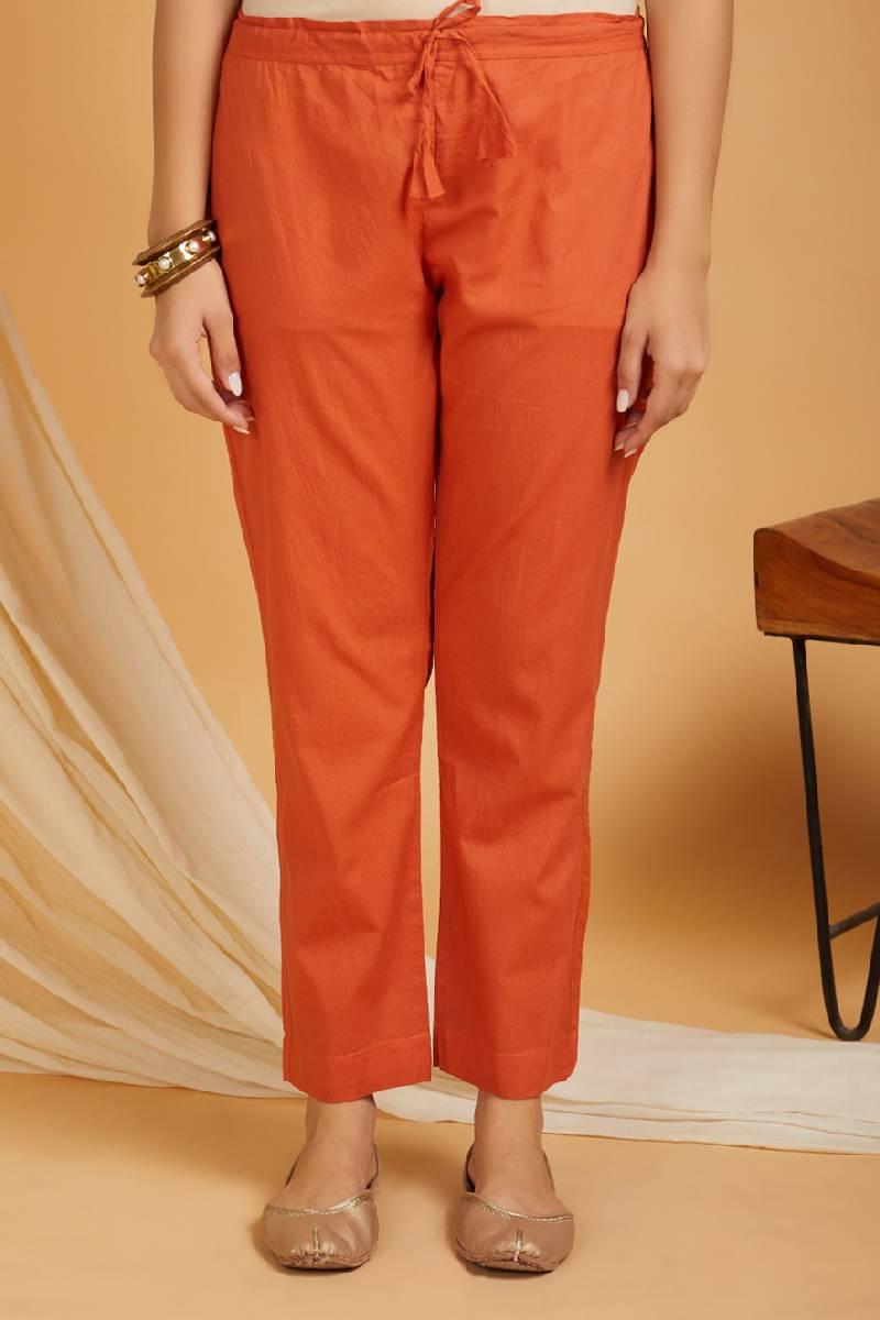 Orange Cotton Pants