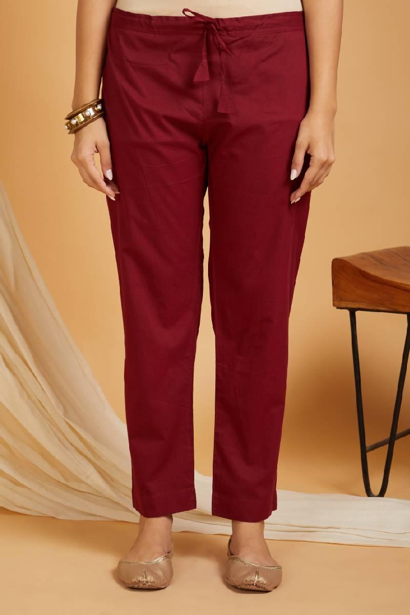 Maroon Cotton Pants