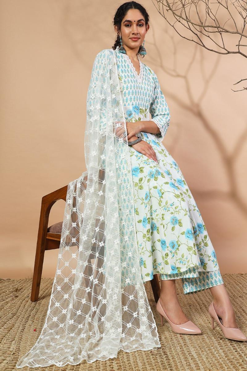 White Embroidered Net Dupatta