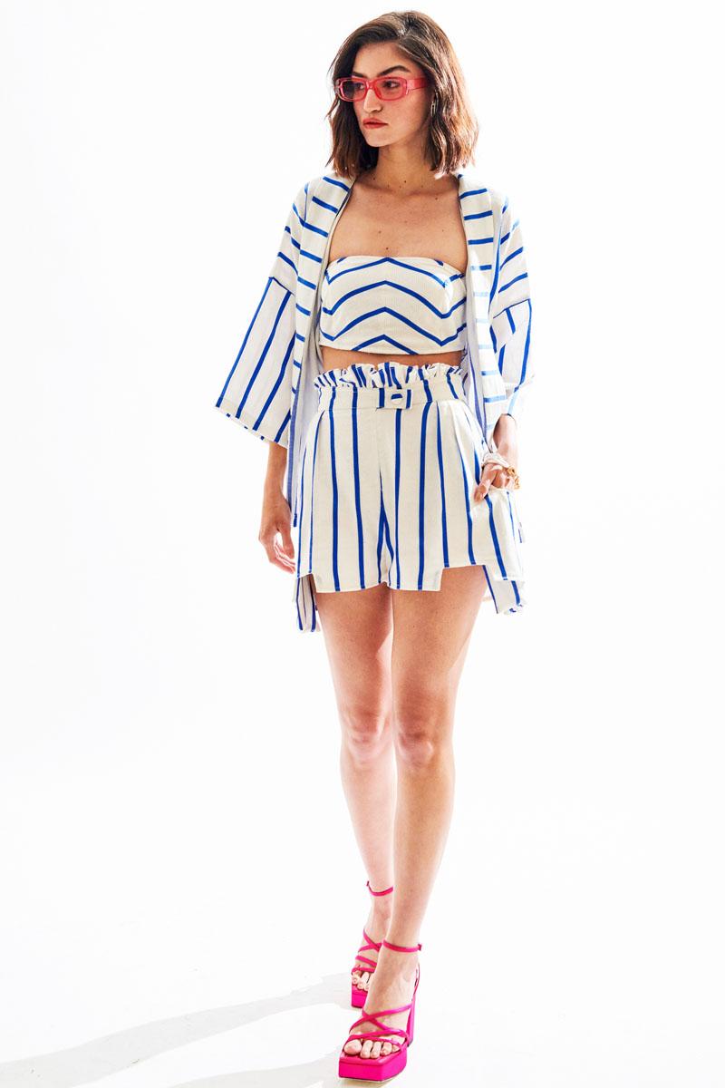 dark blue- white Mid Even Stripes monalisa coord set