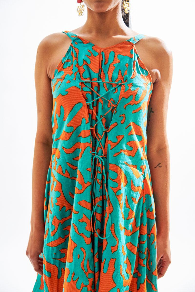 teal green Camouflage Prints cameo dress