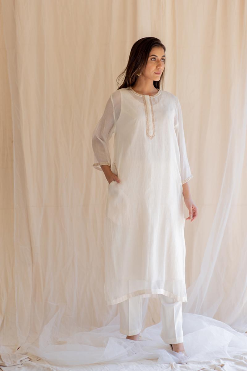 ivory white gul seedh kurta 