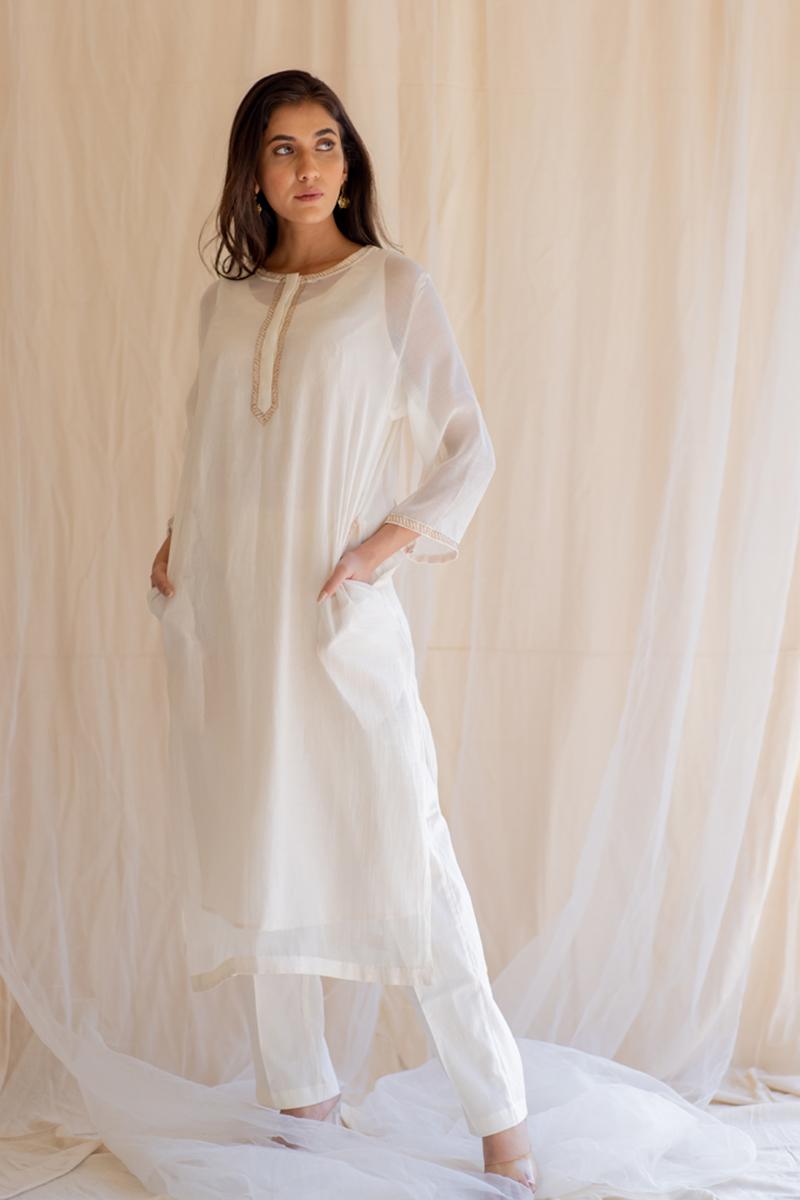 ivory white gul seedh kurta 