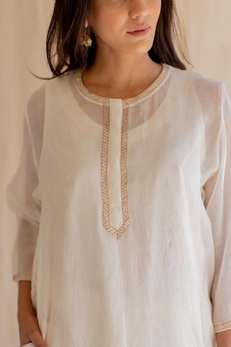 ivory white gul seedh kurta 