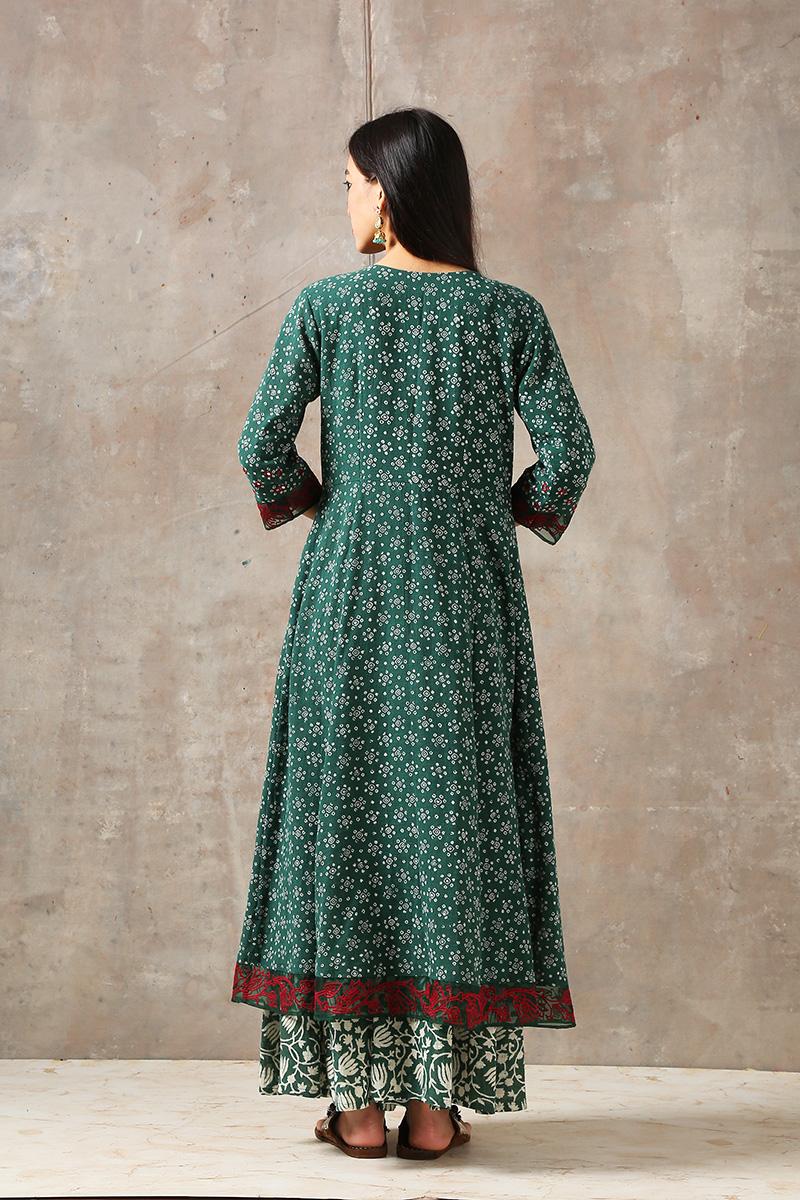 emerald green kurta and palazzo set 