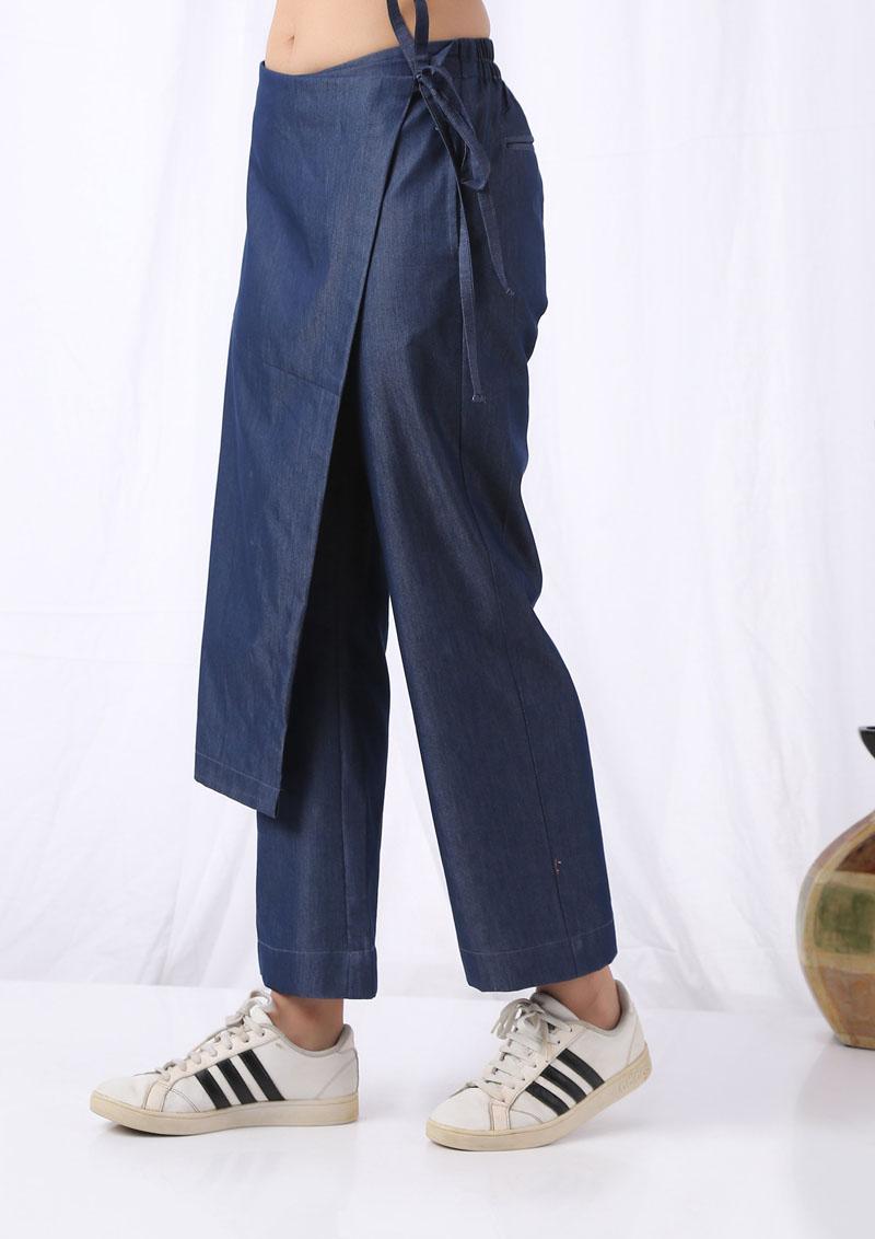 Flap Front denim pants