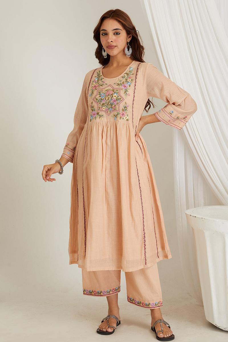 Stone Embroidered Chanderi Kurta