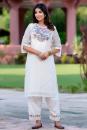 Off White Embroidered Chanderi Kurta