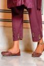 Wine Embroidered Cotton Pant