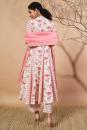 White Light Pink Printed Cotton Kurta with Pants- Set of 2