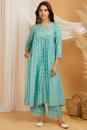 Sea Green Bandhani Cotton Silk Kurta