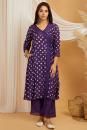 Purple Bandhani Cotton Silk Suit Set of 3