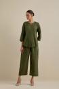 Olive Green Embroidered Cotton Viscose Co-ord Set- Set of 2