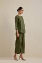 Olive Green Embroidered Cotton Viscose Co-ord Set- Set of 2