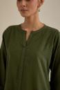 Olive Green Embroidered Cotton Viscose Co-ord Set- Set of 2