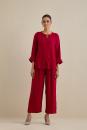 Red Embroidered Cotton Viscose Co-ord Set- Set of 2