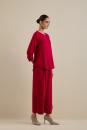 Red Embroidered Cotton Viscose Co-ord Set- Set of 2