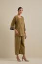 Brown Embroidered Cotton Viscose Co-ord Set- Set of 2