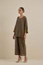 Brown Embroidered Cotton Viscose Co-ord Set- Set of 2