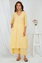 Yellow Hand Block Printed Cotton Embroidered V-Neck Cotton Suits Set of 3