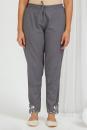 Grey Embroidered Cambric Cotton Pants