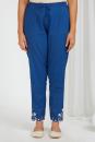 Blue Embroidered Cambric Cotton Pants