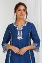 Blue Embroidered Chanderi Kurta