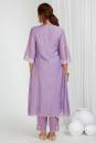 Purple Embroidered Chanderi Kurta with Pants- Set of 2