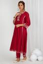 Red Embroidered Chanderi Kurta