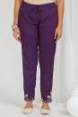 Purple Embroidered Cambric Cotton Pants