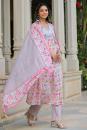 Floral Printed Empire Kurta with Palazzos & With Dupatta- Set of 3 Pcs