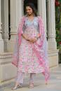 Floral Printed Empire Kurta with Palazzos & With Dupatta- Set of 3 Pcs