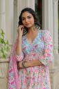 Floral Printed Empire Kurta with Palazzos & With Dupatta- Set of 3 Pcs