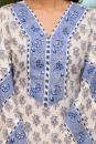 White & Blue Hand Block Printed Cotton Suit- Set of 3