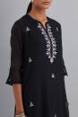 Black Embroidered Chanderi Kurta Set of 3