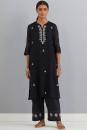 Black Embroidered Chanderi Kurta Set of 3