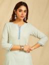 Mint Blue cotton Dobby Cross-stitch embroidered kurta with pants 