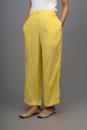 Yellow Hand Embroidered Gathered A-line Cotton Silk Kurta with Pants - Set of 2