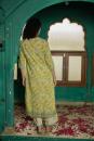 Lemon Green Hand Block Printed Cotton Slub Kurta with Beige Palazzo and Kota Doria Dupatta - Set of 3