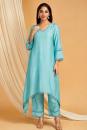 Sky Blue Lace Work Cotton Silk Kurta with Pants -Set of 2