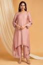 Old Rose A-Line Cotton Silk Kurta & Pants with Lace Work- Set  of 2